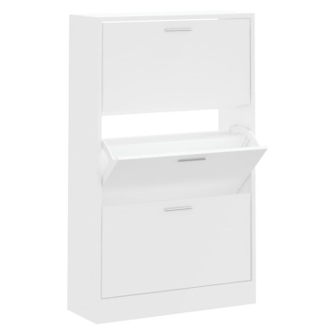 vidaXL Παπουτσοθήκη Λευκή 63x24x103cm από Επεξεργασμένο Ξύλο
