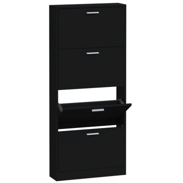 vidaXL Παπουτσοθήκη Μαύρη 59x17x150cm από Επεξεργασμένο Ξύλο