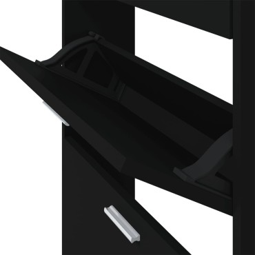vidaXL Παπουτσοθήκη Μαύρη 59x17x150cm από Επεξεργασμένο Ξύλο