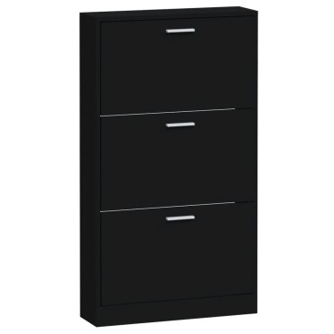 vidaXL Παπουτσοθήκη Μαύρη 59x17x108cm από Επεξεργασμένο Ξύλο