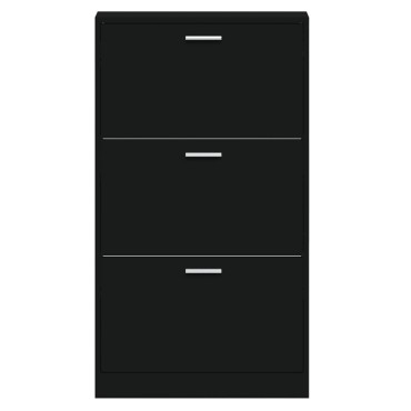 vidaXL Παπουτσοθήκη Μαύρη 59x17x108cm από Επεξεργασμένο Ξύλο