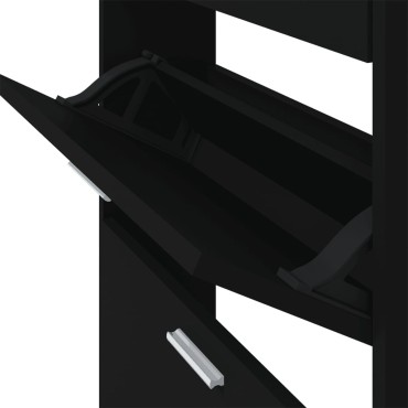 vidaXL Παπουτσοθήκη Μαύρη 59x17x108cm από Επεξεργασμένο Ξύλο