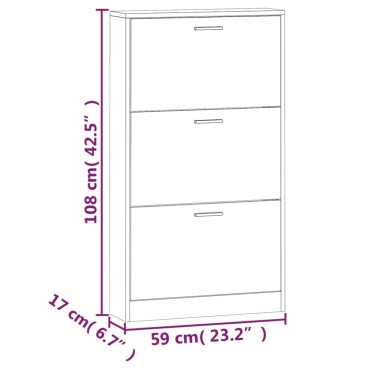 vidaXL Παπουτσοθήκη Μαύρη 59x17x108cm από Επεξεργασμένο Ξύλο