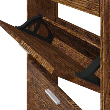 vidaXL Παπουτσοθήκη Καπνιστή Δρυς 59x17x108cm από Επεξεργασμένο Ξύλο