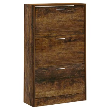 vidaXL Παπουτσοθήκη Καπνιστή Δρυς 63x24x103cm από Επεξεργασμένο Ξύλο