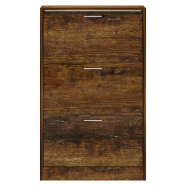 vidaXL Παπουτσοθήκη Καπνιστή Δρυς 63x24x103cm από Επεξεργασμένο Ξύλο