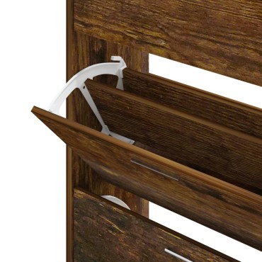 vidaXL Παπουτσοθήκη Καπνιστή Δρυς 63x24x103cm από Επεξεργασμένο Ξύλο