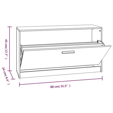 vidaXL Παπουτσοθήκη Καφέ Δρυς 80x24x45cm από Επεξεργασμένο Ξύλο