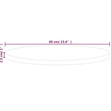 vidaXL Επιφάνεια Τραπεζιού Στρογγυλή 60x2,5cm Μασίφ Ξύλο Δρυς 1 τεμ.