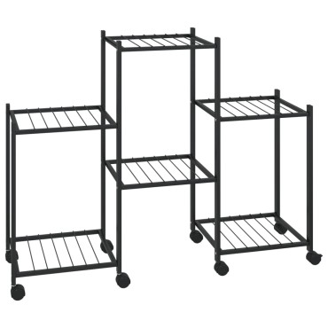 vidaXL Βάση Λουλουδιών με Ρόδες 83x25x63,5 εκ. Μαύρη Σιδερένια