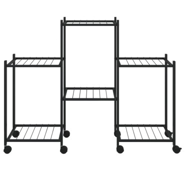 vidaXL Βάση Λουλουδιών με Ρόδες 83x25x63,5 εκ. Μαύρη Σιδερένια