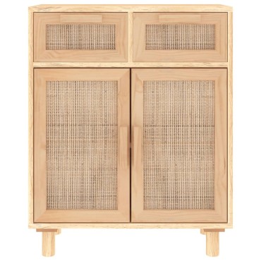 vidaXL Συρταριέρα Καφέ 60x30x75cm Μασίφ Πεύκο & Φυσικό Ρατάν 1 τεμ.