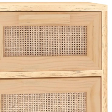 vidaXL Συρταριέρα Καφέ 60x30x75cm Μασίφ Πεύκο & Φυσικό Ρατάν 1 τεμ.