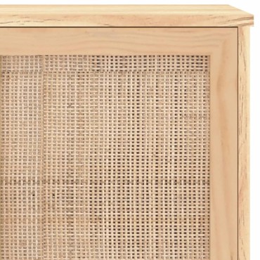 vidaXL Συρταριέρα Καφέ 105x30x60cm Μασίφ Πεύκο & Φυσικό Ρατάν 1 τεμ.