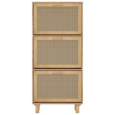 vidaXL Παπουτσοθήκη Καφέ 52x25x115cm Επεξεργασμένο Ξύλο/Φυσικό Ρατάν