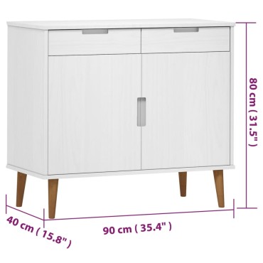vidaXL Ντουλάπι MOLDE Λευκό 90x40x80cm από Μασίφ Ξύλο Πεύκου 1 τεμ.