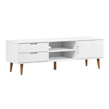 vidaXL Έπιπλο Τηλεόρασης MOLDE Λευκό 158x40x49cm Μασίφ Ξύλο Πεύκου