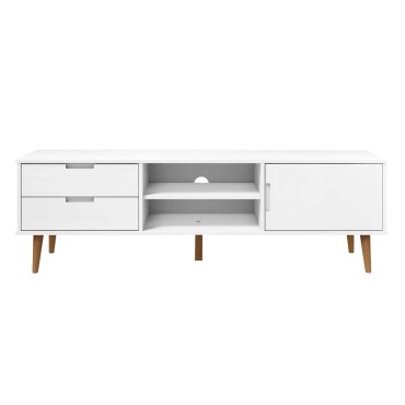 vidaXL Έπιπλο Τηλεόρασης MOLDE Λευκό 158x40x49cm Μασίφ Ξύλο Πεύκου