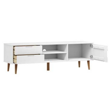 vidaXL Έπιπλο Τηλεόρασης MOLDE Λευκό 158x40x49cm Μασίφ Ξύλο Πεύκου