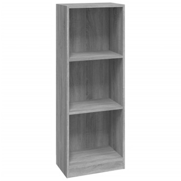 vidaXL Βιβλιοθήκη με 3 Ράφια Γκρι Sonoma 40x24x109cm Επεξεργ. Ξύλο 1 τεμ.