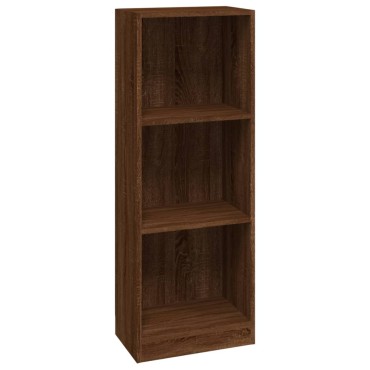 vidaXL Βιβλιοθήκη με 3 Ράφια Καφέ Δρυς 40x24x109cm Επεξεργ. Ξύλο 1 τεμ.
