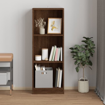 vidaXL Βιβλιοθήκη με 3 Ράφια Καφέ Δρυς 40x24x109cm Επεξεργ. Ξύλο 1 τεμ.