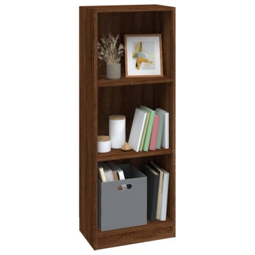 vidaXL Βιβλιοθήκη με 3 Ράφια Καφέ Δρυς 40x24x109cm Επεξεργ. Ξύλο 1 τεμ.