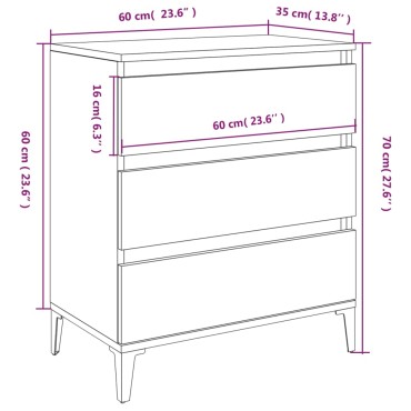 vidaXL Συρταριέρα Sonoma Δρυς 60x35x70cm Επεξεργασμένο Ξύλο 1 τεμ.