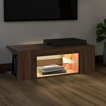vidaXL Έπιπλο Τηλεόρασης με LED Καφέ Δρυς 90x39x30cm
