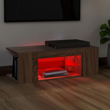 vidaXL Έπιπλο Τηλεόρασης με LED Καφέ Δρυς 90x39x30cm