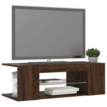 vidaXL Έπιπλο Τηλεόρασης με LED Καφέ Δρυς 90x39x30cm