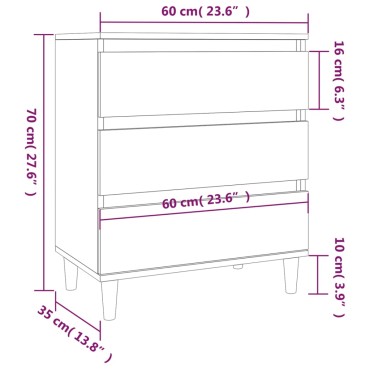 vidaXL Συρταριέρα Sonoma Δρυς 60x35x70cm Επεξεργασμένο Ξύλο 1 τεμ.