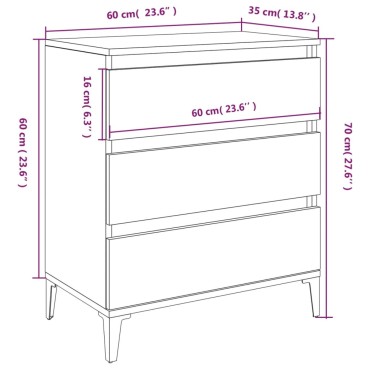 vidaXL Μπουφές Καφέ Δρυς 60x35x70cm από Επεξεργασμένο Ξύλο 1 τεμ.