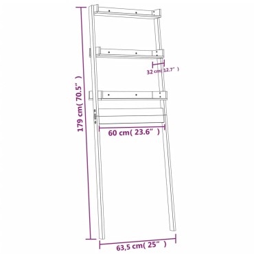 vidaXL Ραφιέρα για Τουαλέτα 63,5 x 32 x 179 εκ. από Μασίφ Ξύλο Πεύκου