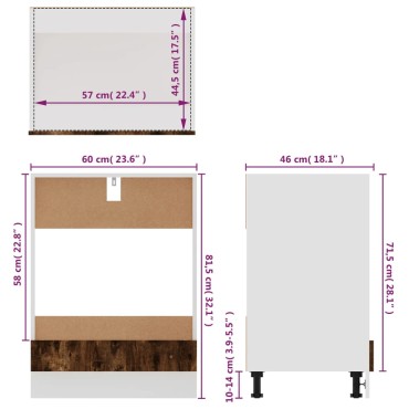 vidaXL Ντουλάπι Φούρνου Riga Καπνιστή Δρυς 60x46x81,5 εκ 1 τεμ.