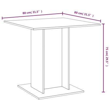 vidaXL Τραπεζαρία Καπνιστή Δρυς 80x80x75cm Επεξεργασμένο Ξύλο 1 τεμ.