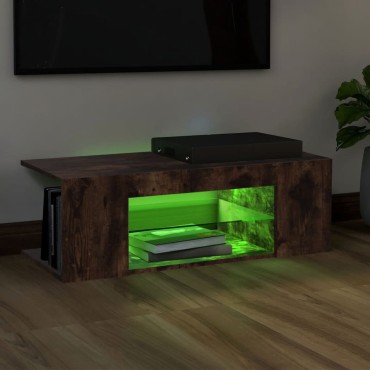 vidaXL Έπιπλο Τηλεόρασης με LED Καπνιστή Δρυς 90x39x30cm