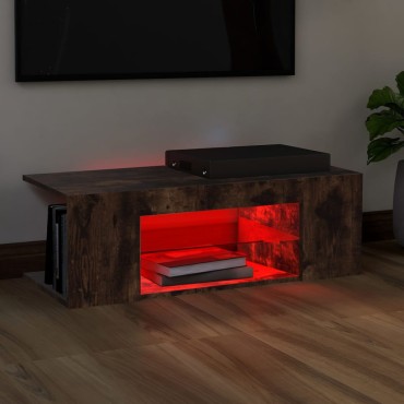 vidaXL Έπιπλο Τηλεόρασης με LED Καπνιστή Δρυς 90x39x30cm