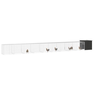 vidaXL Κοτέτσι - Κλουβί Ανθρακί 1000x91x100εκ. από Γαλβανισμένο Χάλυβα