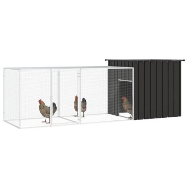 vidaXL Κοτέτσι - Κλουβί Ανθρακί 300x91x100 εκ. από Γαλβανισμένο Χάλυβα
