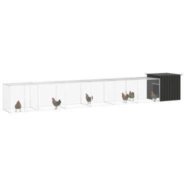 vidaXL Κοτέτσι - Κλουβί Ανθρακί 700x91x100 εκ. από Γαλβανισμένο Χάλυβα