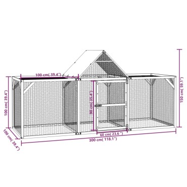 vidaXL Κοτέτσι 300x100x150 εκ. από Μασίφ Εμποτισμένο Ξύλο Πεύκου