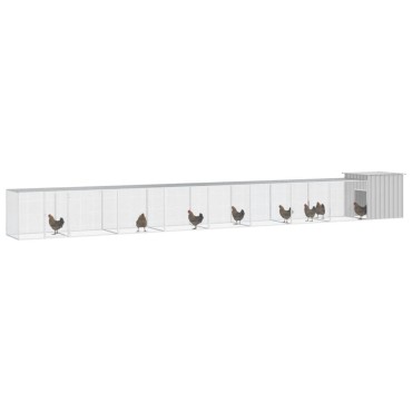 vidaXL Κοτέτσι - Κλουβί Γκρι 900x91x100 εκ. από Γαλβανισμένο Χάλυβα