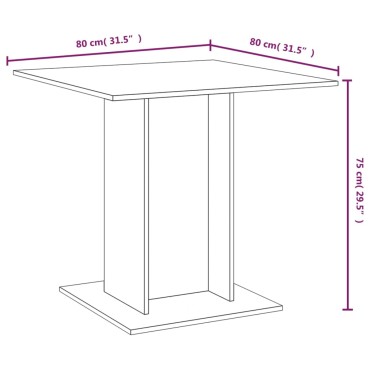 vidaXL Τραπεζαρία Γκρι Sonoma 80x80x75cm από Επεξεργασμένο Ξύλο 1 τεμ.