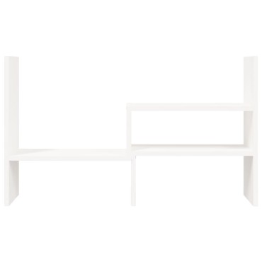 vidaXL Βάση Οθόνης Λευκή (39-72)x17x43 εκ. από Μασίφ Ξύλο Πεύκου