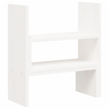 vidaXL Βάση Οθόνης Λευκή (39-72)x17x43 εκ. από Μασίφ Ξύλο Πεύκου