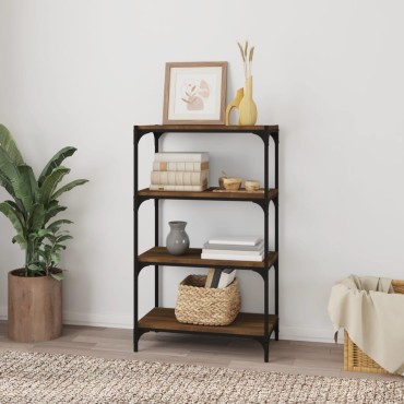 vidaXL Βιβλιοθήκη Καφέ Δρυς 60x33x100cm Επεξεργασμένο Ξύλο & Ατσάλι 1 τεμ.