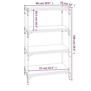 vidaXL Βιβλιοθήκη Καφέ Δρυς 60x33x100cm Επεξεργασμένο Ξύλο & Ατσάλι 1 τεμ.