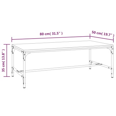 vidaXL Τραπεζάκι Σαλονιού Καπνιστή Δρυς 80x50x35cm Επεξεργασμ. Ξύλο 1 τεμ.