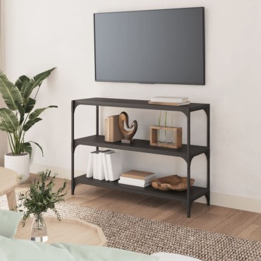 vidaXL Βιβλιοθήκη Μαύρη 100x33x70,5cm Επεξεργασμένο Ξύλο & Ατσάλι 1 τεμ.
